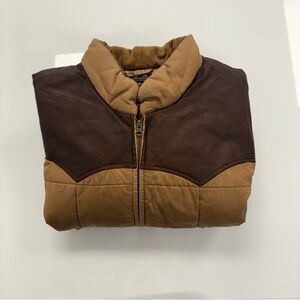 Vintage RRL Double RL Quilted Jacket Leather Yoke Plaid Wool Lining L